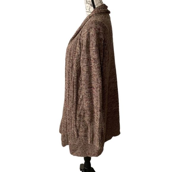 Torrid Open Cable Knit Cardigan Long Line Mid-length Sweater Brown Marled 00 - Picture 7 of 10
